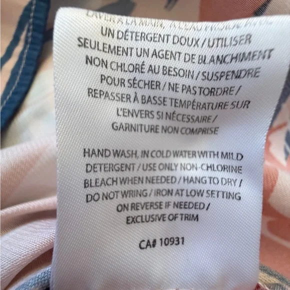 Laura Palm Leaf Sleeveless Pullover V Neck Top - Navy/Rust-Size 12 - Picture 5 of 7